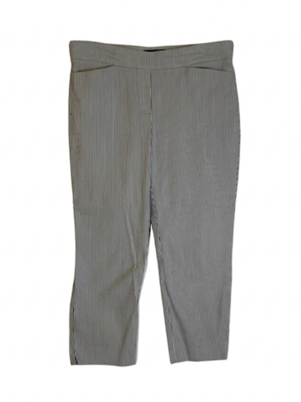 HILARY RADLEY Pinstripe Cropped Pants, Women’s L, Blue White
